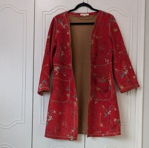 Solitaire Women's Floral Trench Coat Long Sleeves Size S